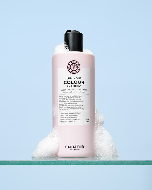 Luminous colour shampoo bottle with rich lather