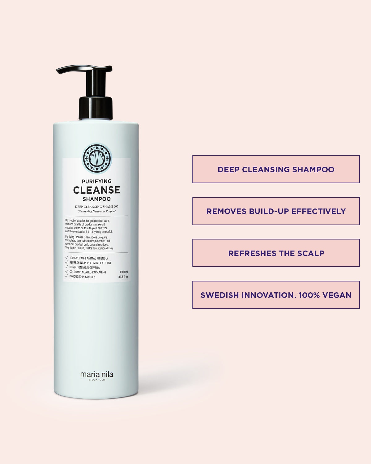 Purifying Cleanse shampoo that deep cleanses the hair from build up, dirt and oils