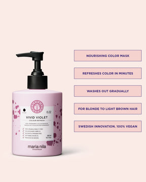 Colour Refresh Vivid Violet is a color hair mask that enhances the color in blonde to light brown hair