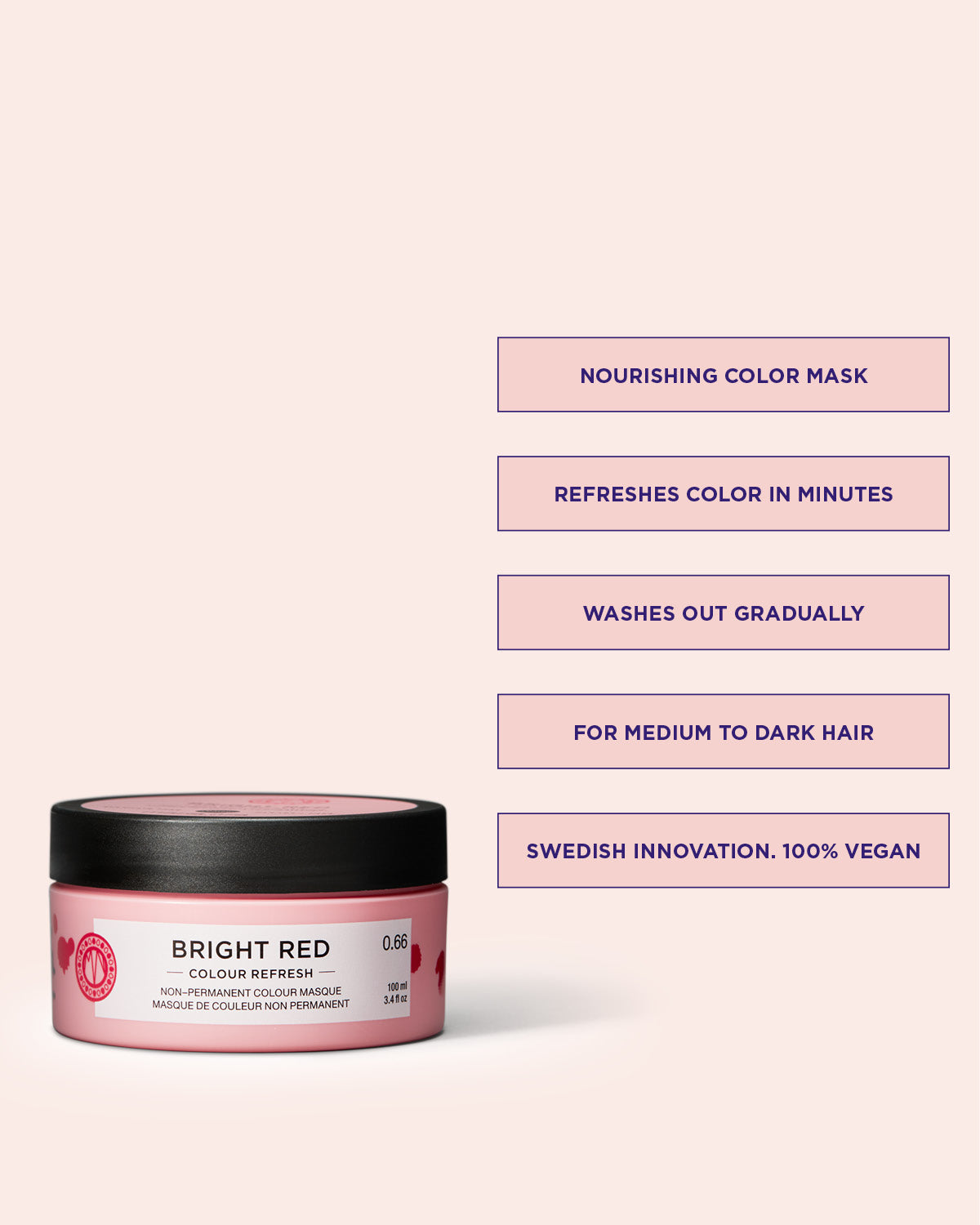 Colour Refresh Bright Red is a color hair mask that enhances the color in medium to dark hair