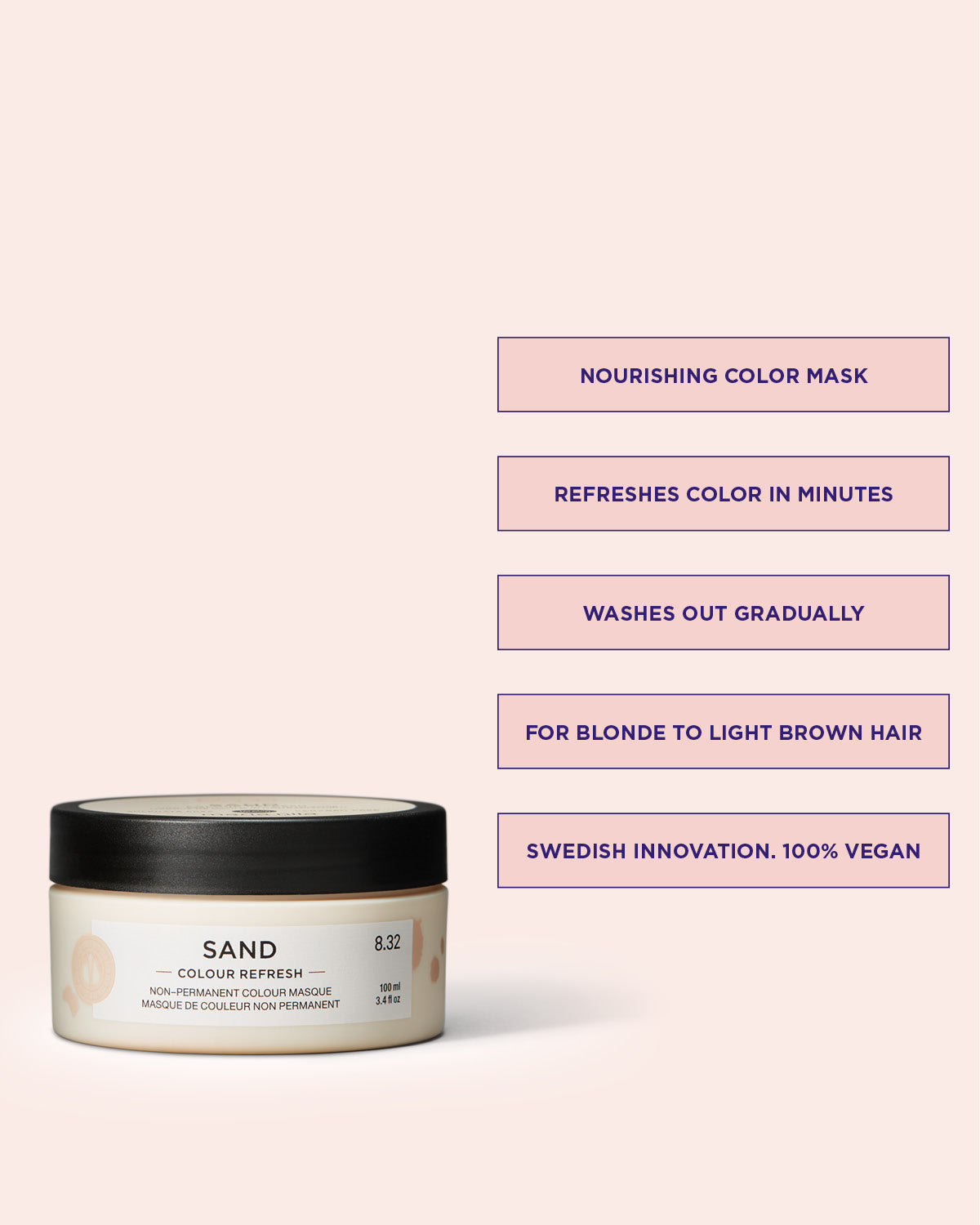 Colour Refresh Sand is a color hair mask that enhances the color in blonde to light brown hair